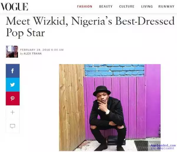Photo: Vogue Names Wizkid Nigeria